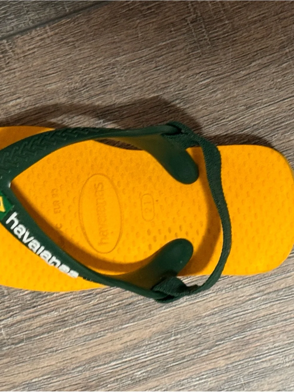 Havaianas Kids Yellow Flip Flops with Green Straps